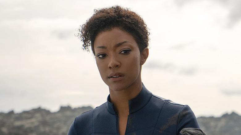 Michael Burnham looking concerned on Star Trek: Discovery