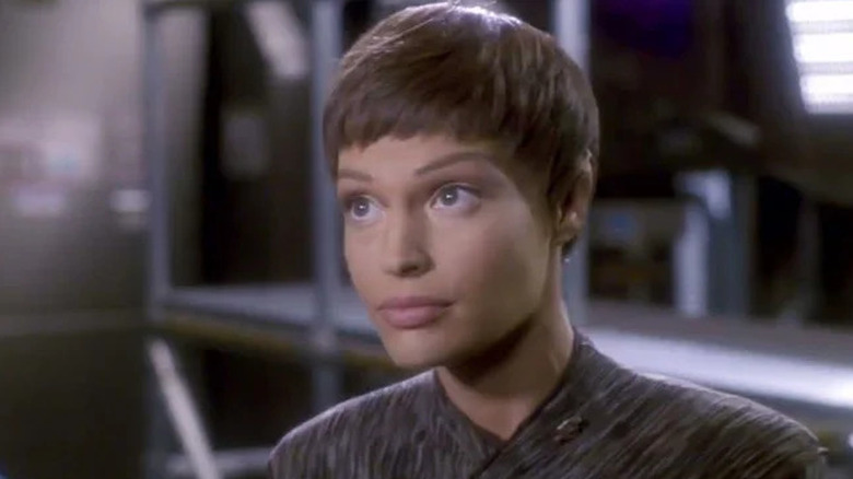 T'Pol looking up on Star Trek: Enterprise