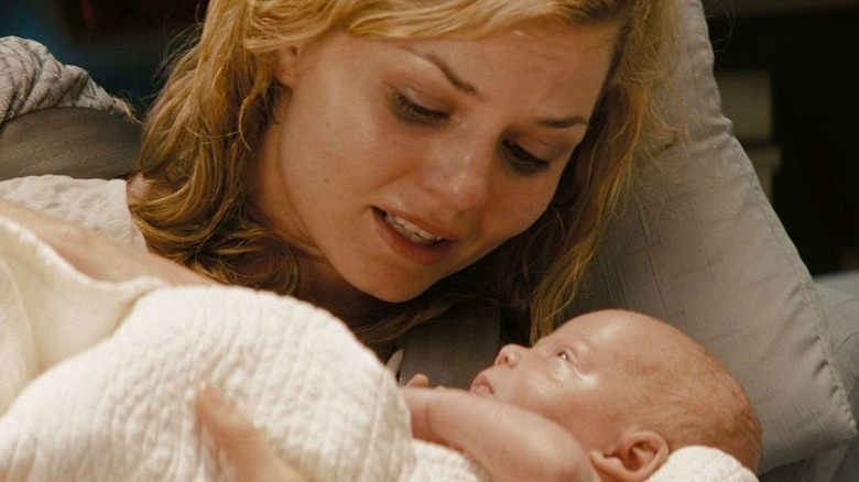 Winona Kirk looks at her brand new son James T. Kirk in Star Trek (2009)