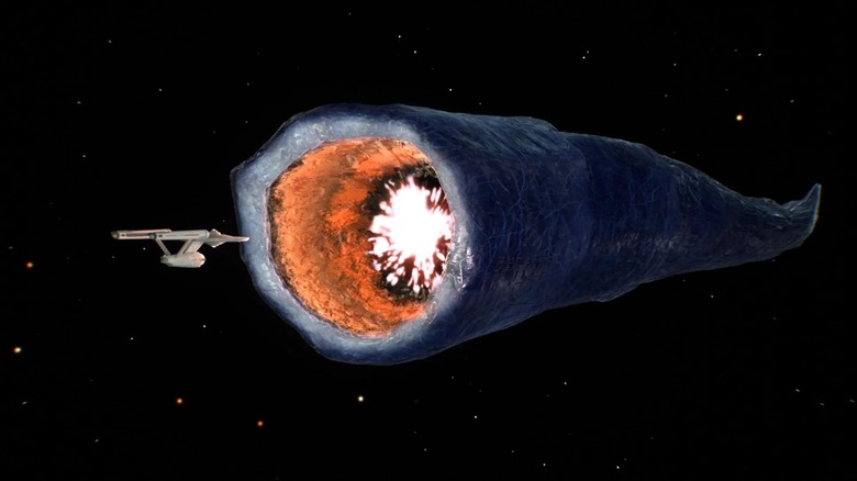 The USS Enterprise facing the Doomsday Machine in "Star Trek" (1967)