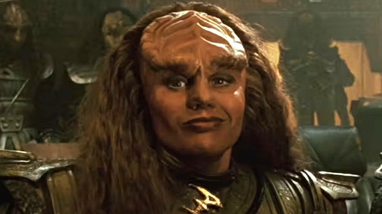 L'Ursa and B'Tor on the viewscreen in Star Trek: Generations