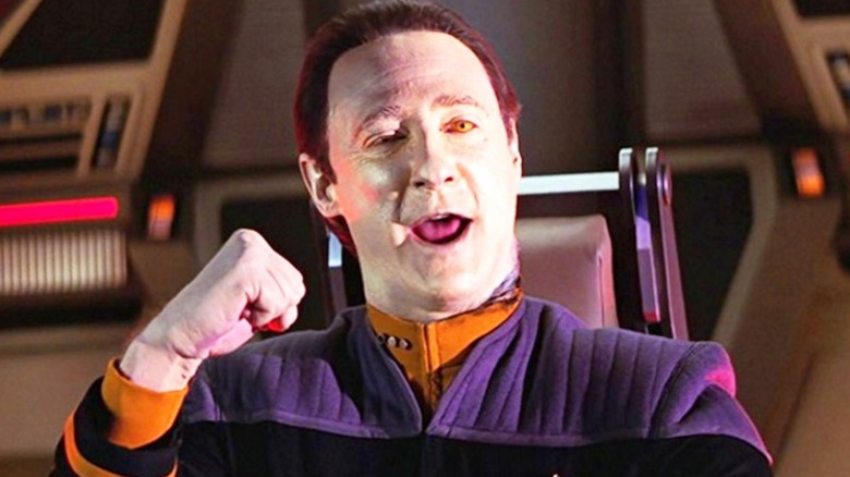 Data singing while piloting a shuttlecraft in "Star Trek: Insurrection"