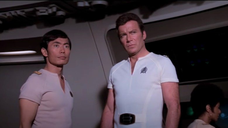 Sulu, Kirk, and Uhura on the bridge of the USS Enterprise in "Star Trek: The Motion Picture"