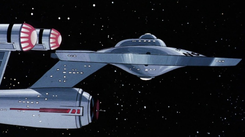 The Enterprise floating in space on "Star Trek The Animated Series" (1973)
