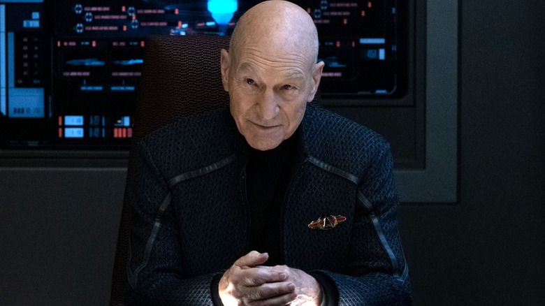 Picard wearing Starfleet uniform