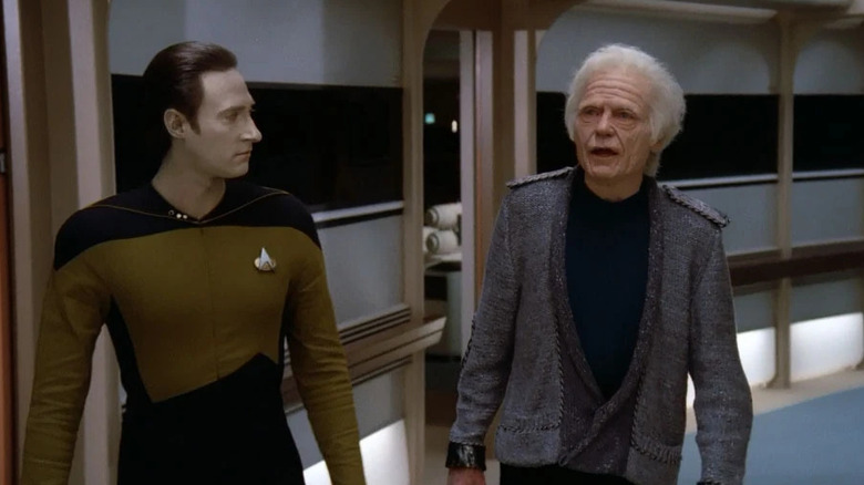 Data and Leonard McCoy in a corridor on Star Trek: The Next Generation