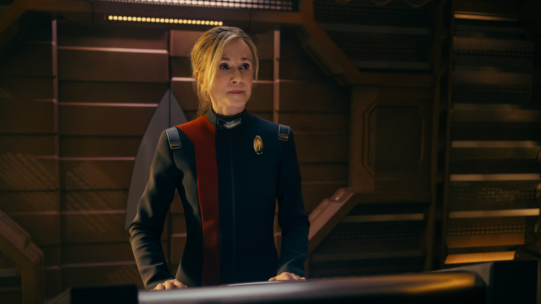 Holly Hunter's Nahla Ake looking serious on Star Trek: Starfleet Academy