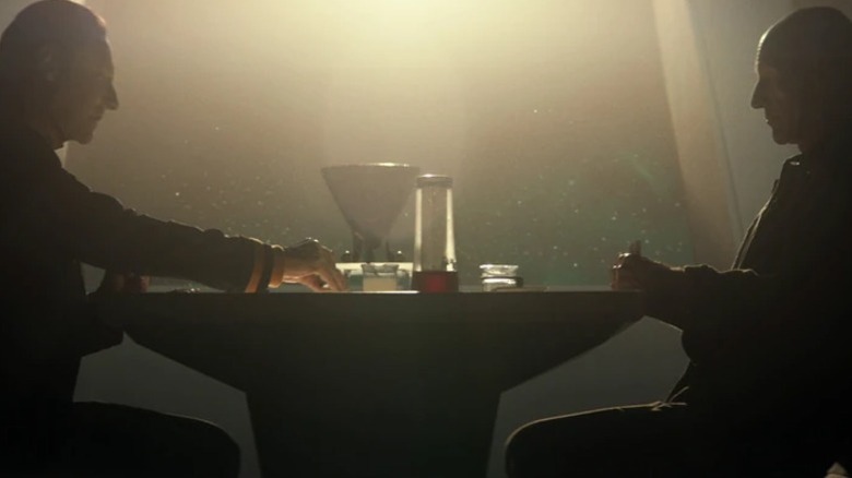 Data and Picard sitting at a table on Star Trek: Picard