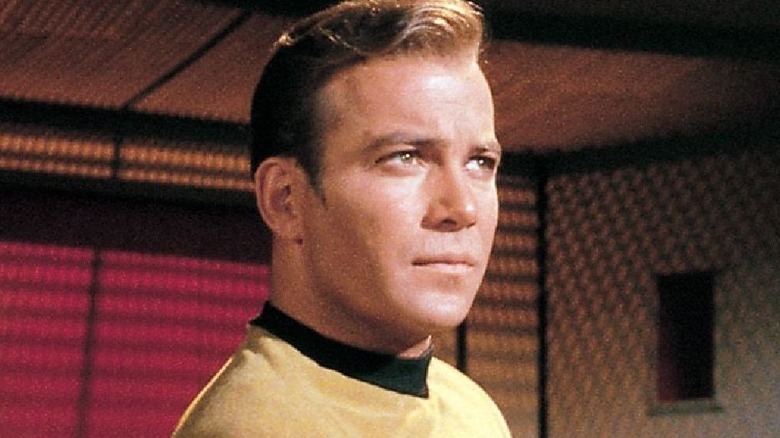 Captain Kirk ponders a decision on the bridge on 