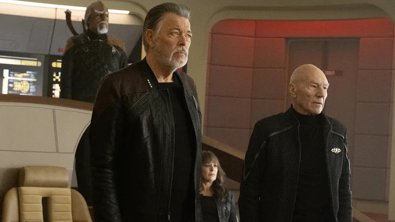 William Riker and Jean-Luc Picard wearing black in Star Trek: Picard