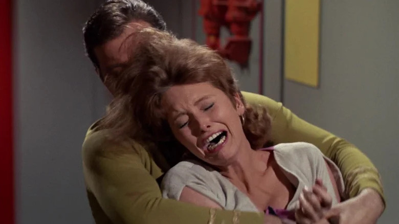 Captain Kirk restraining Dr. Lester in Star Trek: The Original Series