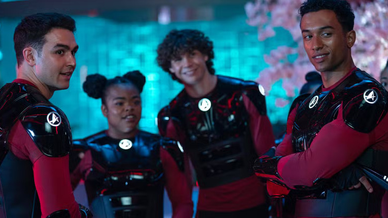 Darem, Sam, Caleb, and unnamed cadet smirking in Star Trek: Starfleet Academy