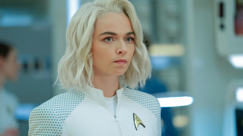Nurse Chapel purses her lips in Star Trek: Strange New Worlds