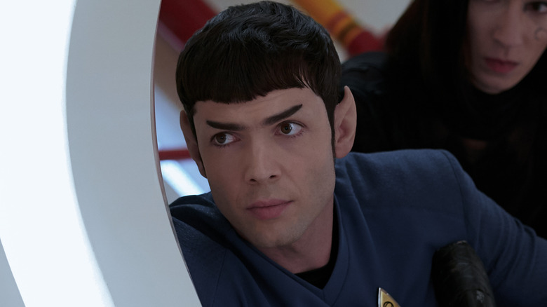 Spock hiding around corner