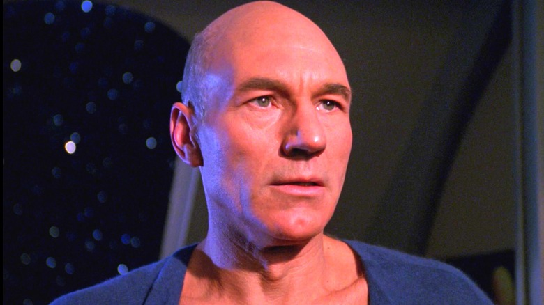 Picard looks at his view screen in "Star Trek: The Next Generation"