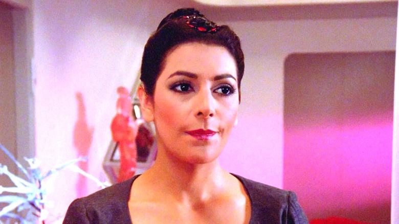 Troi grimacing in "Star Trek: The Next Generation"