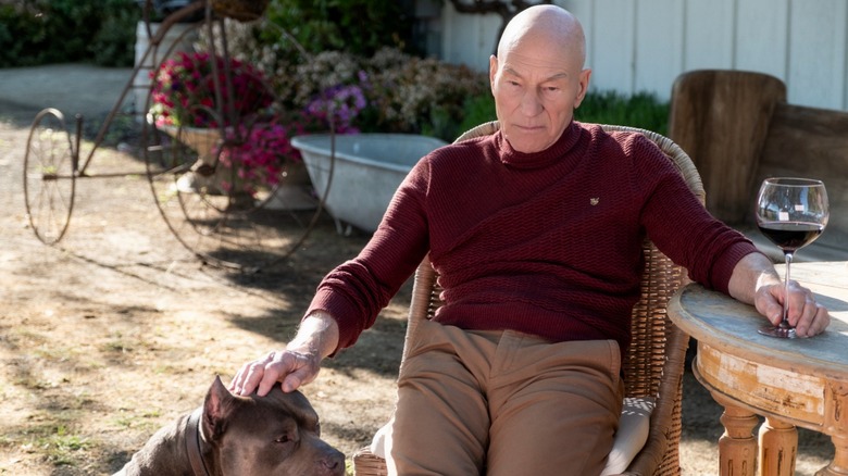 Picard drinking wine