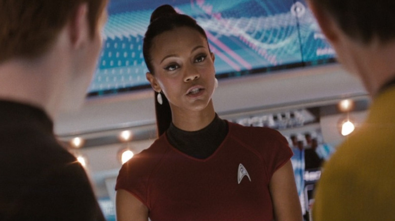 lieutenant Uhura speaking to the captain