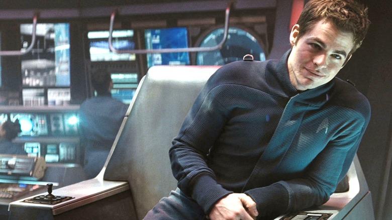 Captain Kirk smiles while taking Kobayashi Maru test on Star Trek (2009)