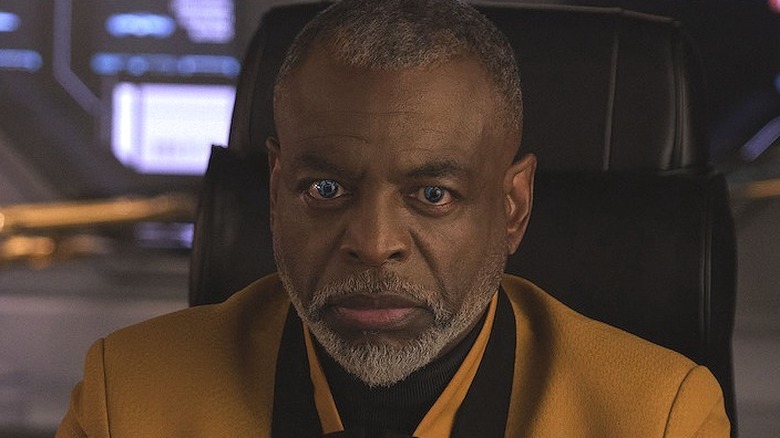 Geordi LaForge looking intently
