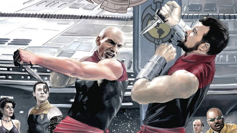 Mirror Picard and Riker fighting