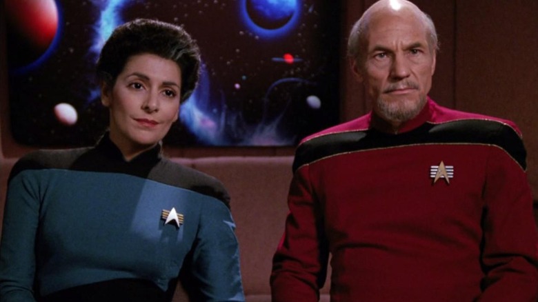 Commander Troi and Captain Picard in Star Trek: The Next Generation