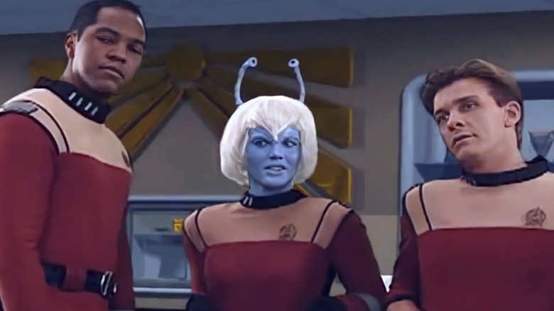 Three Starfleet cadets in the Star Trek: Starfleet Academy video game