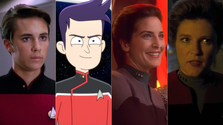 Ensign Crusher in Star Trek: The Next Generation, Lt. j.g. Boimler in Star Trek: Lower Decks, Lt. Cmdr. Jadzia Dax, and Captain Janeway in Star Trek: Voyager