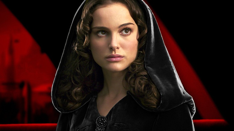 Padme Amidala wearing a hood