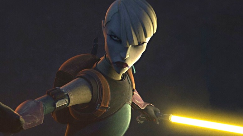 Asajj Ventress holding a lightsaber