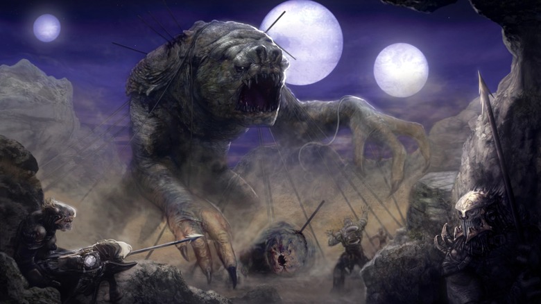 Rancor attacks an group of soldiers in "The Art of Star Wars: Visions"