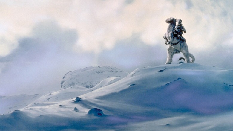 A Rebel riding a Tauntaun on Hoth in "Star Wars: Episode V - The Empire Strikes Back"