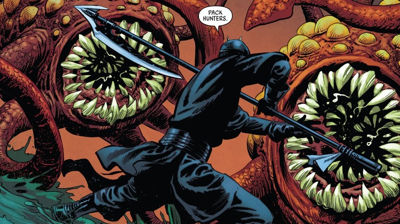 Darth Maul facing off against two Rathtars in "Star Wars: Darth Maul" #1