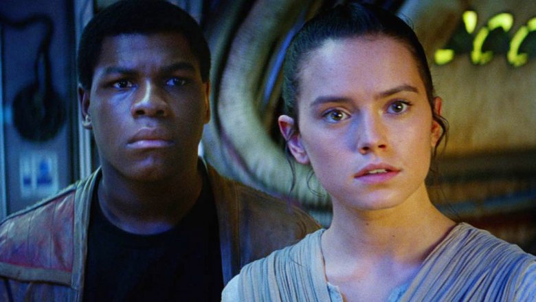 John Boyega and Daisy Ridley as Finn and Rey 