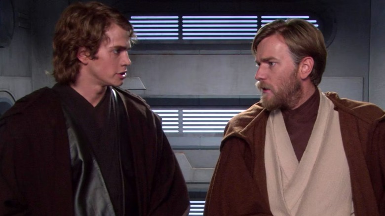 Anakin Skywalker and Obi-Wan Kenobi in an elevator