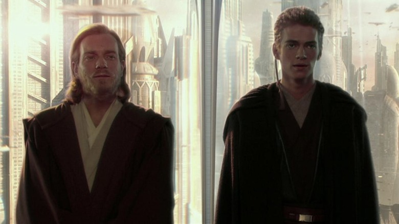 Obi-Wan and Anakin in an elevator