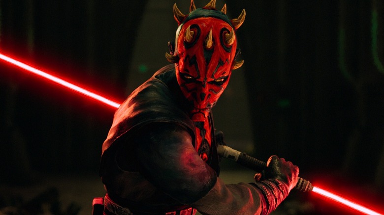 Maul brandishing his double-sided lightsaber in 