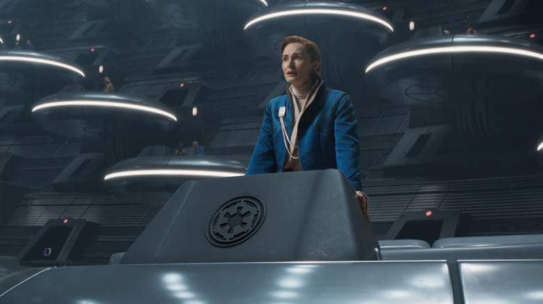 Mon Mothma speaking in the Imperial Senate in Andor season 2 (2025)