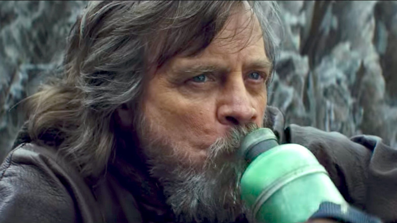 Luke Skywalker guzzling green milk