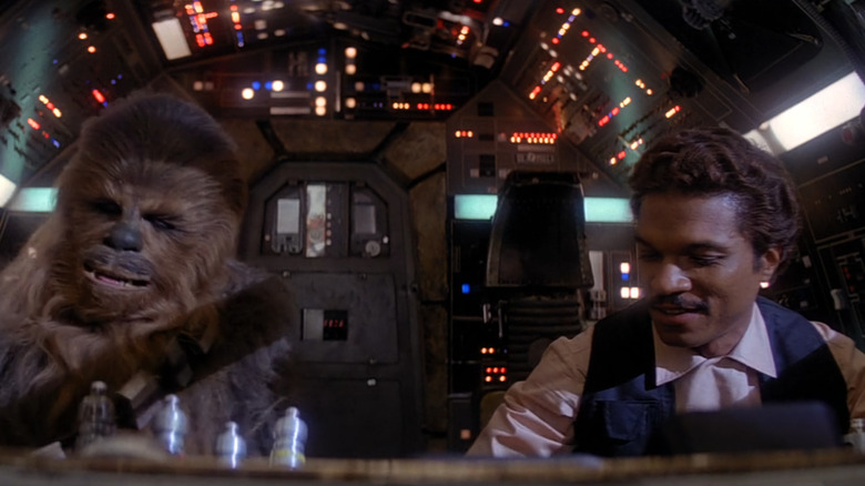 Lando wearing Han's clothes