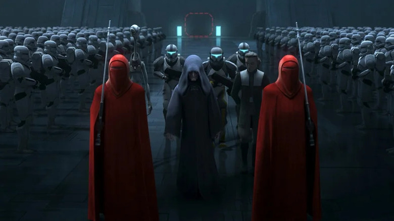 Emperor Palpatine arriving to the Tantiss cloning facility in Star Wars: The Bad Batch (2024)