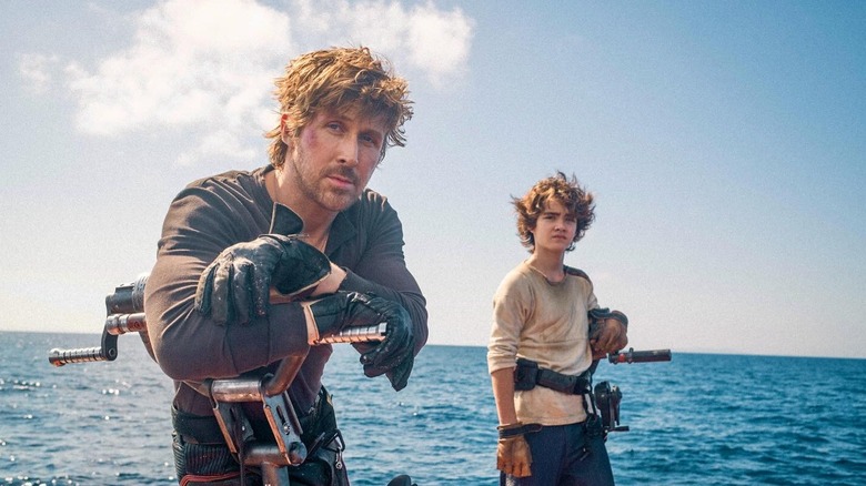 Ryan Gosling and Flynn Gray posing on the set of Star Wars: Starfighter (2027)