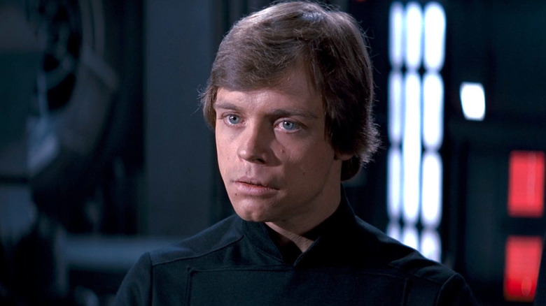 Luke Skywalker looking serious wearing black