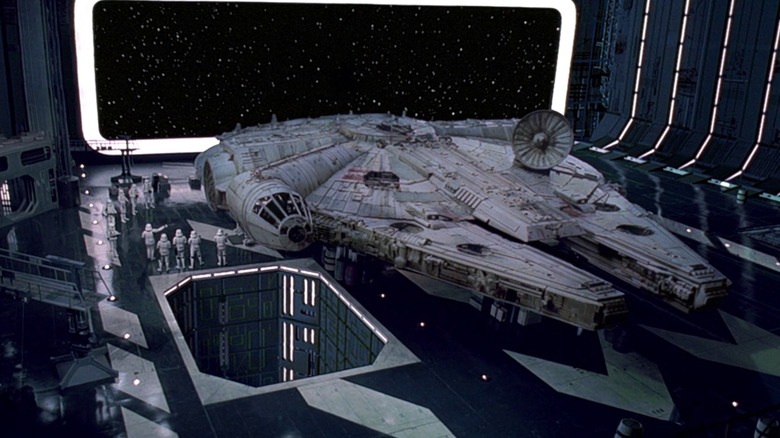 Millennium Falcon docked in Imperial ship