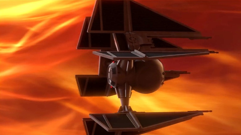 TIE Defender flying near sun