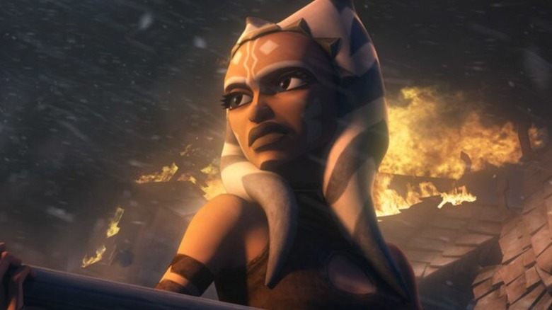 Ahsoka Tano in front of wreckage