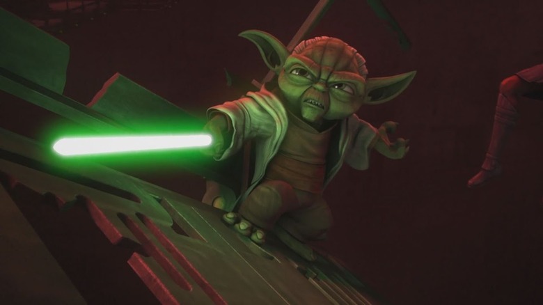Yoda in a fighting pose