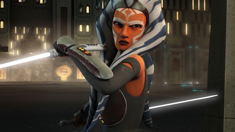 Ahsoka holding two lightsabers