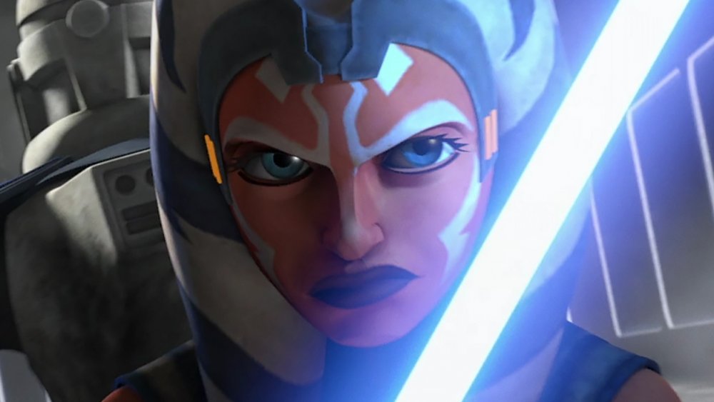 Ahsoka Tano wields her lightsaber in Star Wars: The Clone Wars