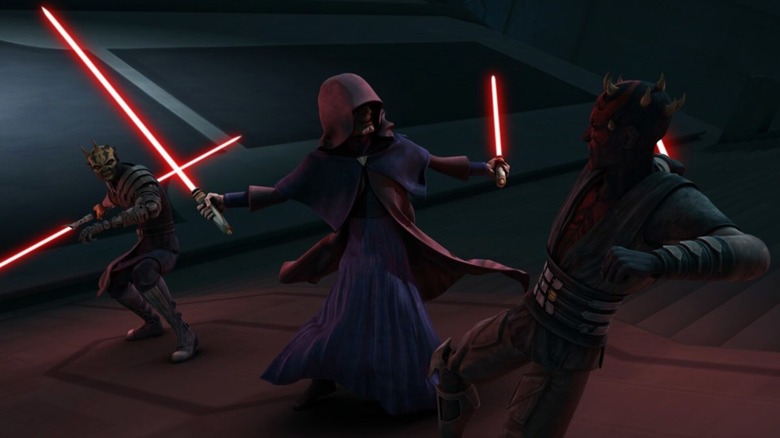 Darth Sidious battling Darth Maul